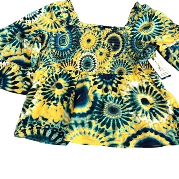 Terra & Sky Womens Boho Tie-Dye Smock Top 1X - Picture 5 of 9